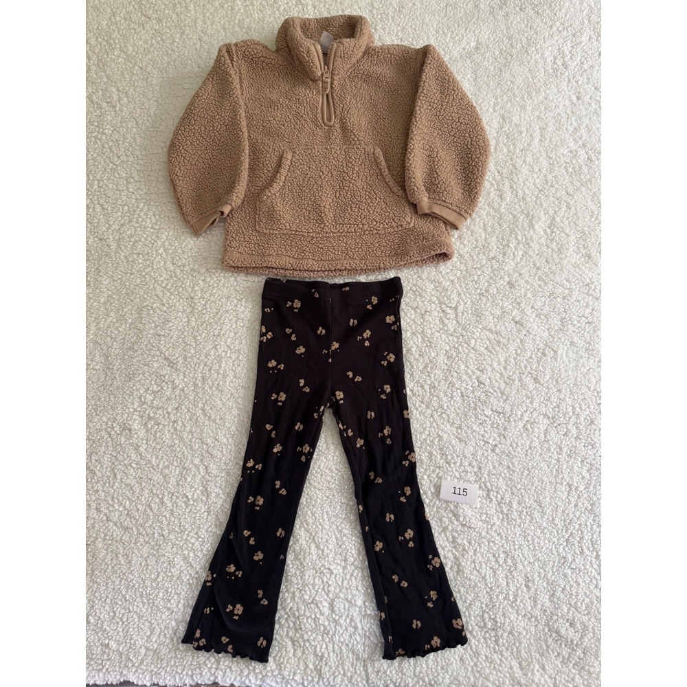Carter's Sherpa Fleece Pullover & Leggings Set Toddlers 4T Tan Black 115